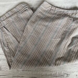 Venezia by Lane Bryant Tan & Aqua Plaid Capris 28W Stretch